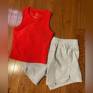 Lot of 2 -Move Theology Red Cropped Top XS & Reebok REEcycled Grey Shorts S